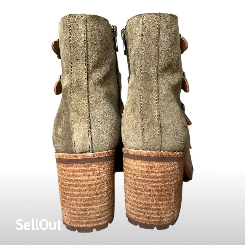 Kork-Ease Women's Green Suede Ankle Boots Size 9 Casual Block Heel - Picture 3 of 7